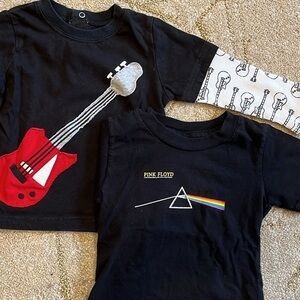 🇪🇸🐠2 rocker 12M t-shirts Pink Floyd Dark Side of the Moon band concert BUDGET